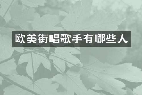 欧美街唱歌手有哪些人