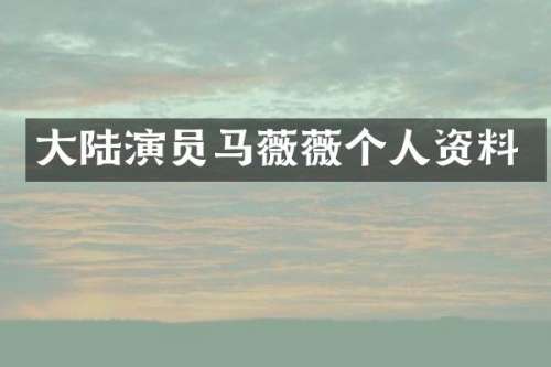 大陆演员马薇薇个人资料