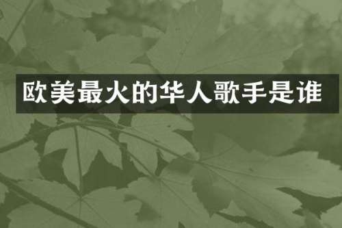 欧美最火的华人歌手是谁