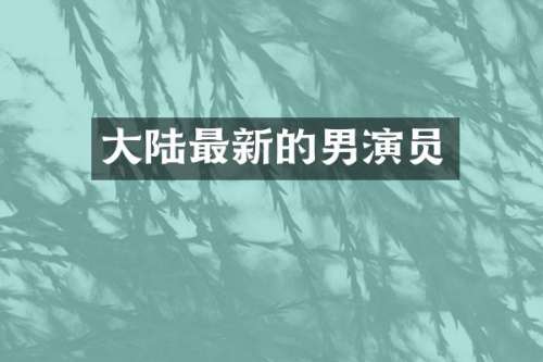 大陆最新的男演员