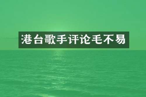 港台歌手评论毛不易
