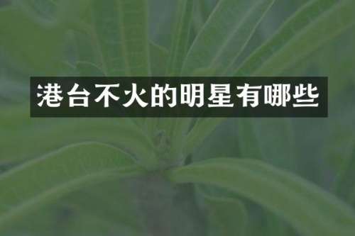 港台不火的明星有哪些