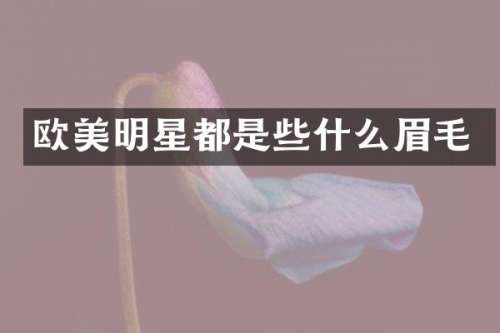 欧美明星都是些什么眉毛