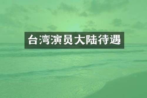 台湾演员大陆待遇