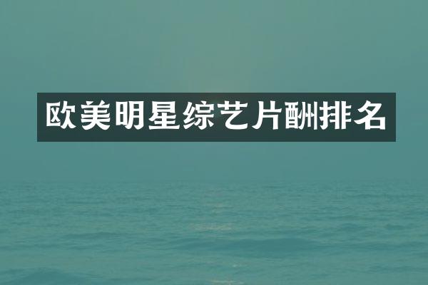 欧美明星综艺片酬排名