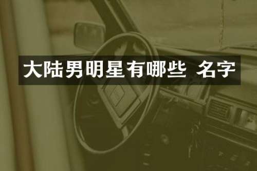 大陆男明星有哪些 名字