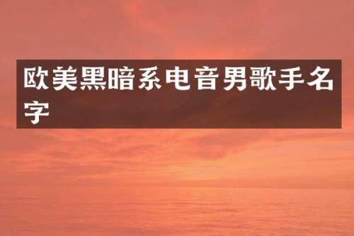欧美黑暗系电音男歌手名字