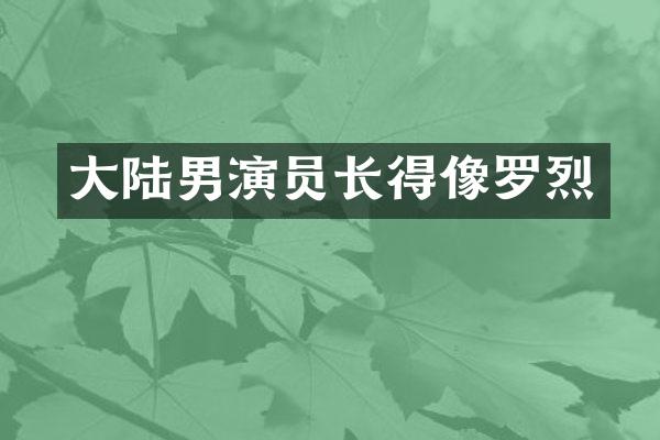 大陆男演员长得像罗烈