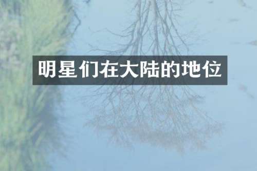 明星们在大陆的地位