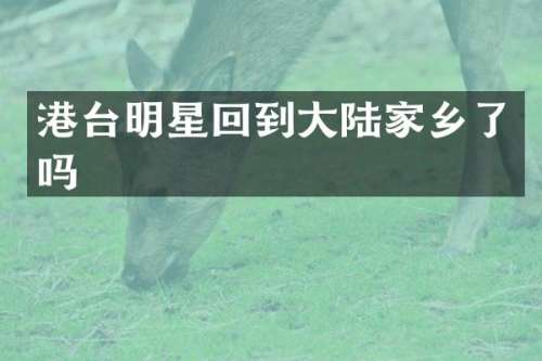 港台明星回到大陆家乡了吗