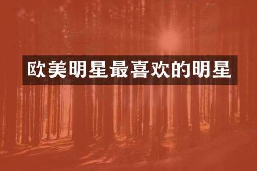 欧美明星最喜欢的明星