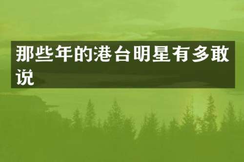 那些年的港台明星有多敢说