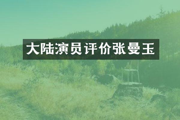 大陆演员评价张曼玉