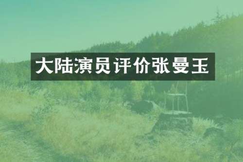 大陆演员评价张曼玉