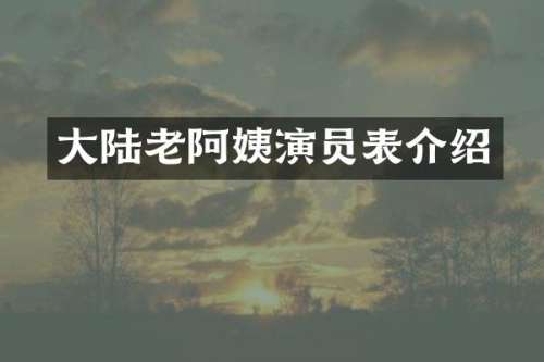 大陆老阿姨演员表介绍