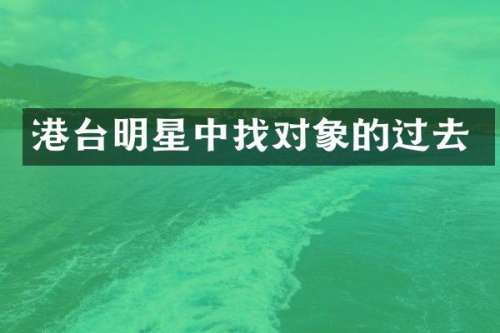 港台明星中找对象的过去
