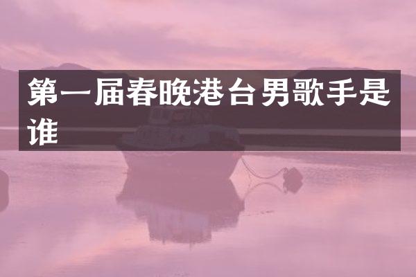第一届港台男歌手是谁
