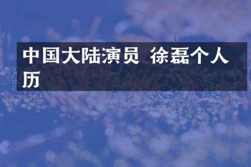 中国大陆演员 徐磊个人简历