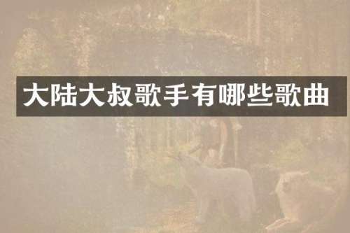 大陆大叔歌手有哪些歌曲