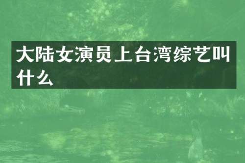 大陆女演员上台湾综艺叫什么