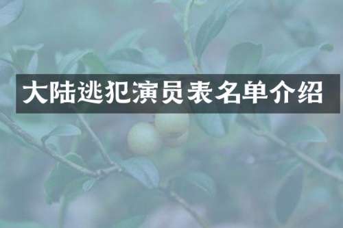 大陆逃犯演员表名单介绍