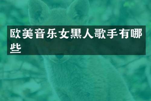 欧美音乐女黑人歌手有哪些