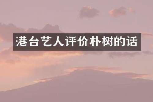 港台艺人评价朴树的话