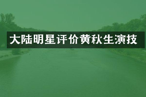 大陆明星评价黄秋生演技