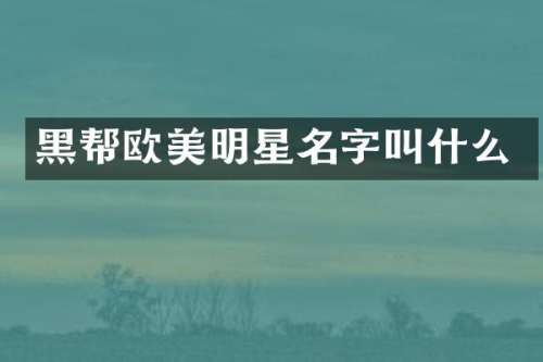 黑帮欧美明星名字叫什么