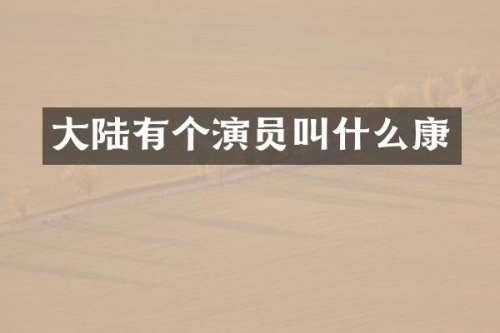 大陆有个演员叫什么康