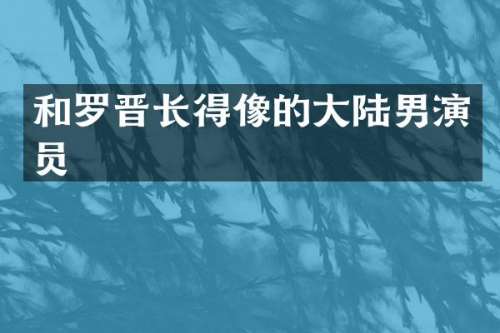 和罗晋长得像的大陆男演员