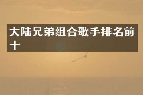 大陆兄弟组合歌手排名前十