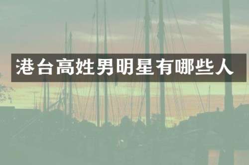 港台高姓男明星有哪些人