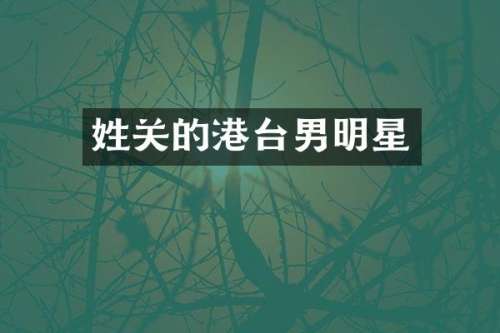 姓关的港台男明星