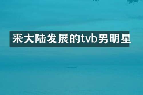 来大陆发展的tvb男明星