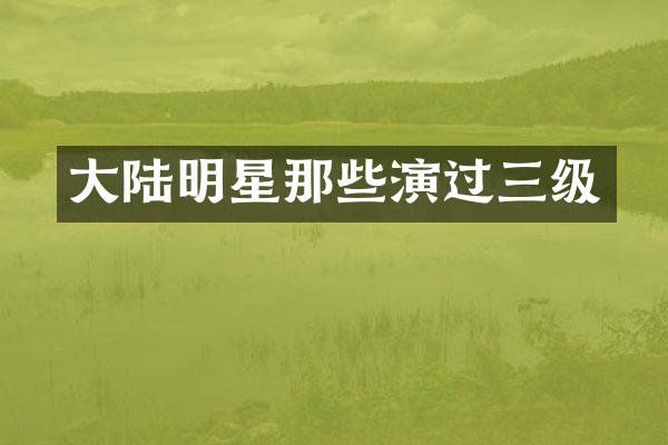 大陆明星那些演过三级