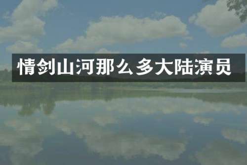 情剑山河那么多大陆演员