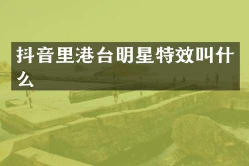 抖音里港台明星特效叫什么