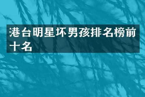 港台明星坏男孩排名榜前十名