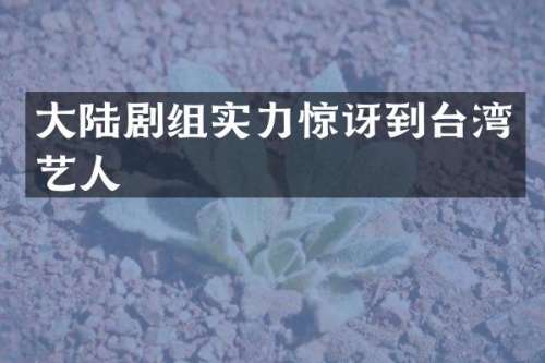 大陆剧组实力惊讶到台湾艺人