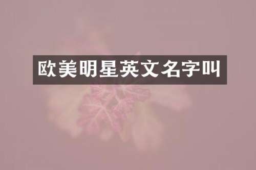 欧美明星英文名字叫