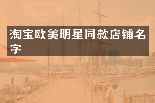 淘宝欧美明星同款店铺名字