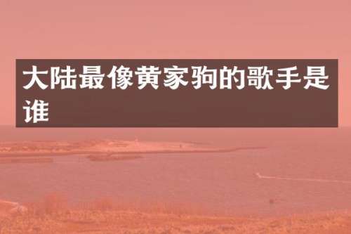 大陆最像黄家驹的歌手是谁
