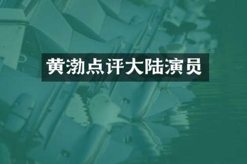 黄渤点评大陆演员