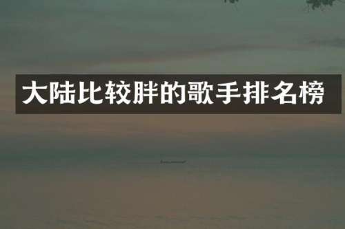 大陆比较胖的歌手排名榜