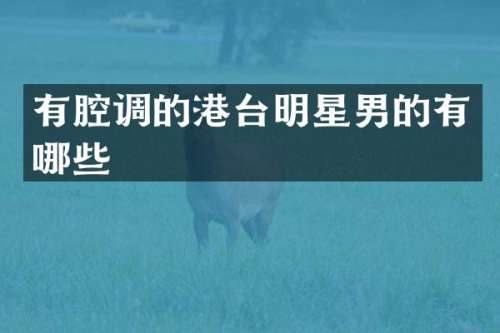 有腔调的港台明星男的有哪些
