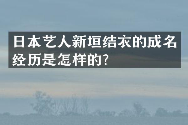 日本艺人新垣结衣的成名经历是怎样的？