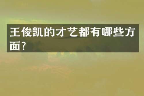 王俊凯的才艺都有哪些方面？