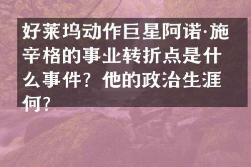 好莱坞动作巨星阿诺·施瓦辛格的事业转折点是什么事件？他的政治生涯如何？