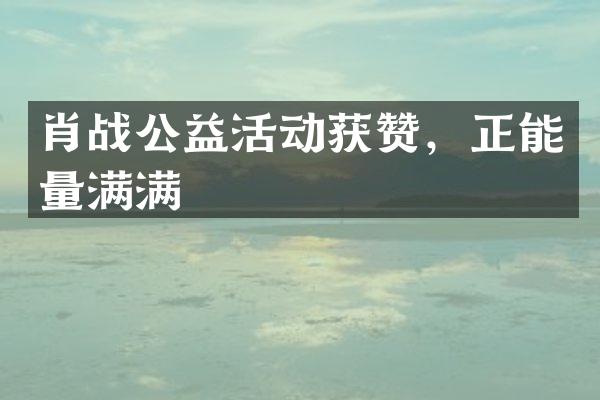 肖战公益活动获赞，正能量满满